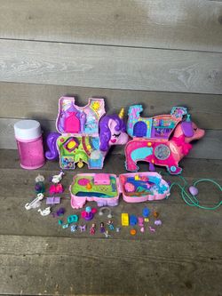 Mattel Polly Pocket Lot 2017-2022 Sets W/Dolls & Accessories Cases Unicorn Owl