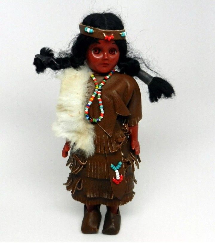 Vintage Native American Indian Indien Art Eskimo Sleepy Eye Doll Figure 7" Tall