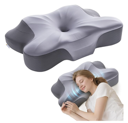MOONOUU Memory Foam Cervical Neck Pillow Orthopedic Contour Gray New