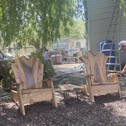 Handmade Walnut Wood Chair Patio Set