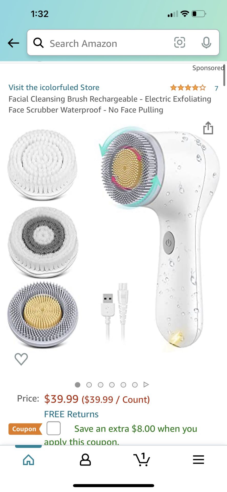 Electric Facial Cleansing Brush Rechargeable 