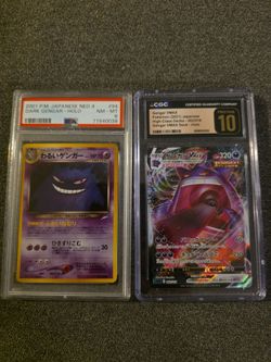 Japanese dark Gengar PSA 8 and Japanese Gengar Vmax pristine 10