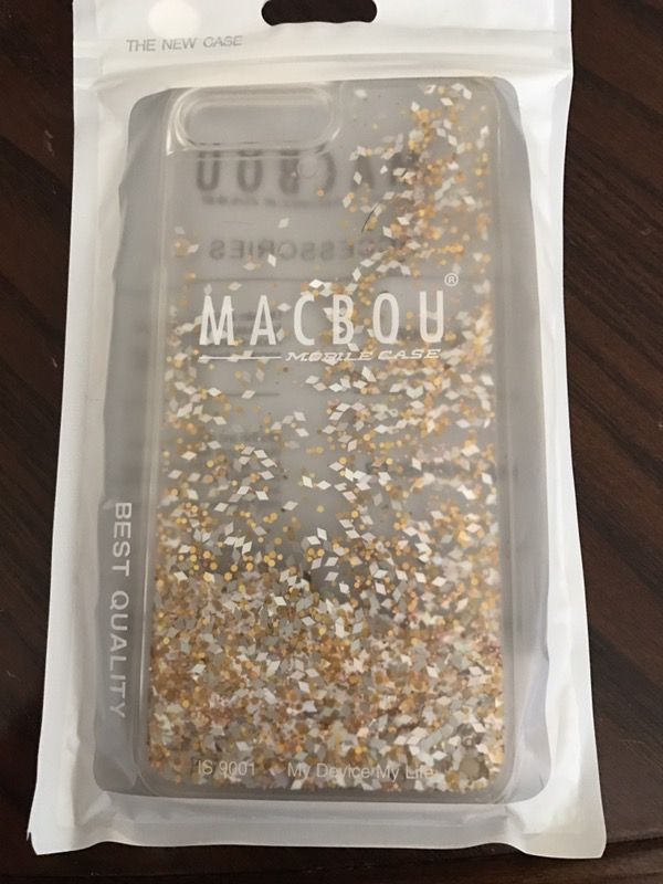 iPhone 7 gold liquid glitter case