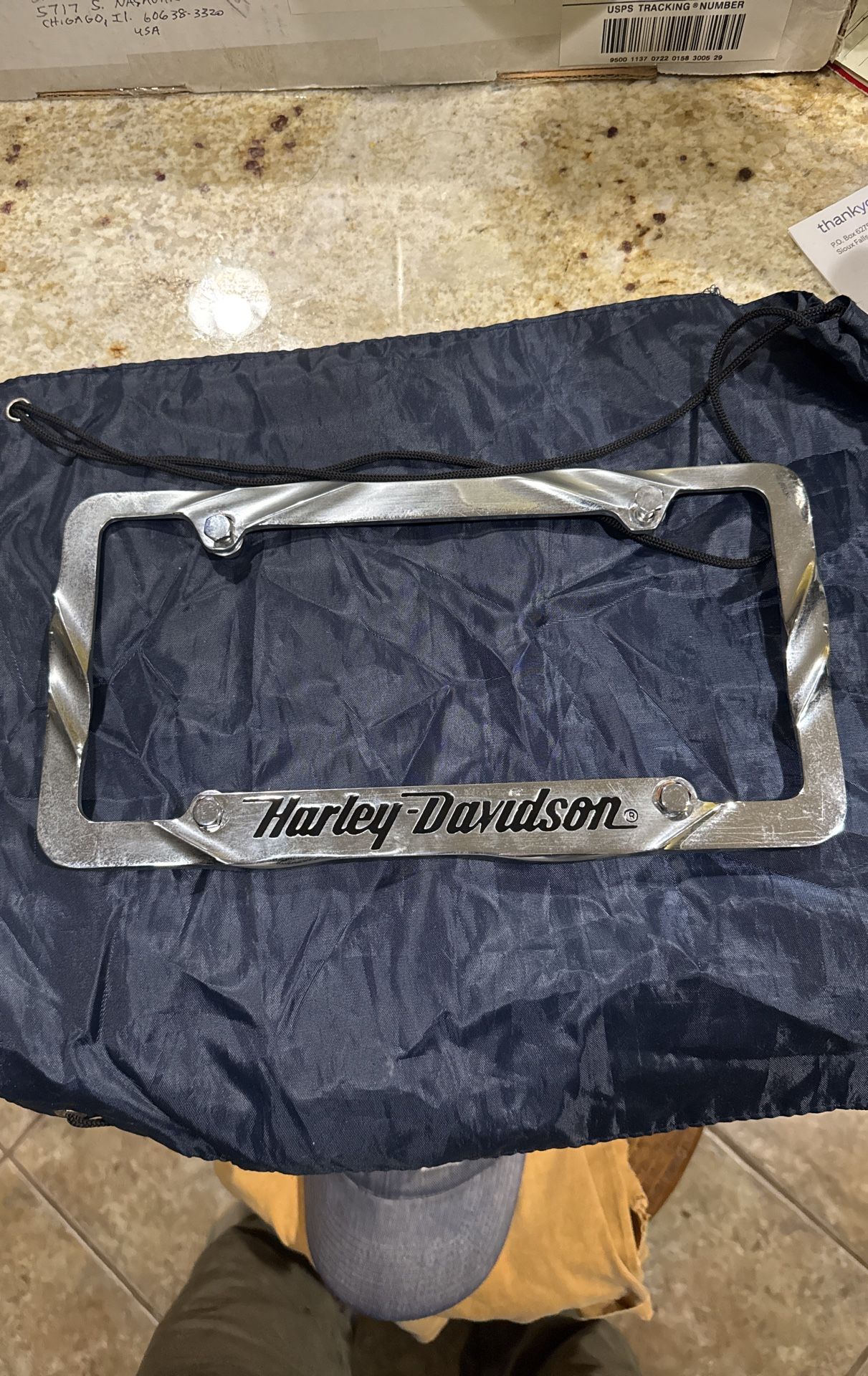 Harley Davidson license plate holder and ashtray