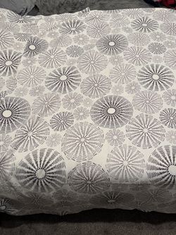 Curtains 2 panels 52”x84” white with geometric circles