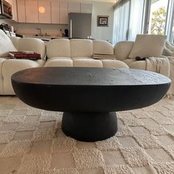 Designer Sculptural Coffee Table – Matte Black Statement Piecep