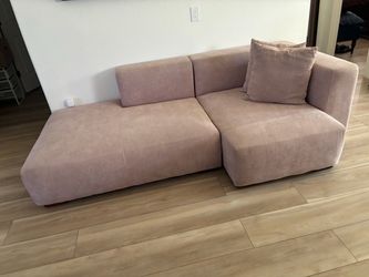 Blush mauve pink Fabric Sectional Sofa with Chaise