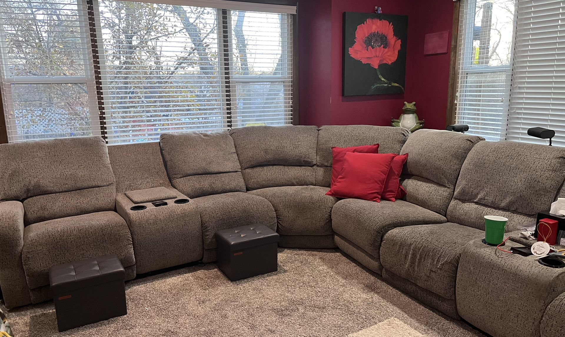 Sofa Sectional 4 Recliners. Plus 1 Free Standing Recliner