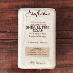 Shea Moisture 100% VIRGIN COCONUT OIL Shea Butter Soap With Coconut Milk And Acacia Senegal; Soften And Restore: 8 oz 