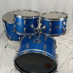 Royce 4 Piece Drumset Vertical Mahogany Shell 1970’s Blue Sparkle