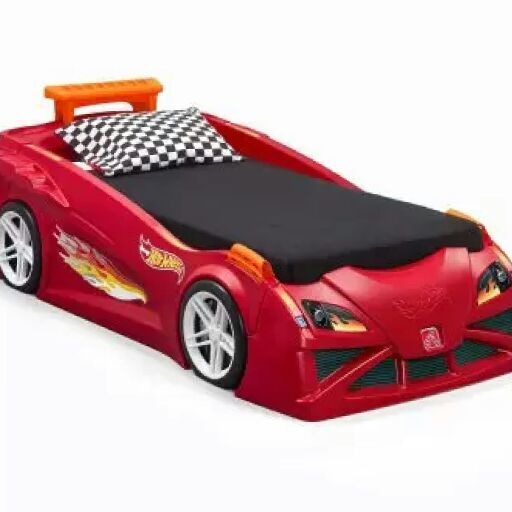 NEW Step2 Hot Wheels Toddler To Twin Race Car Bed, Red