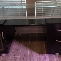 Executive Desk — Realspace Sutton — Black w/ Tempered Glass Top