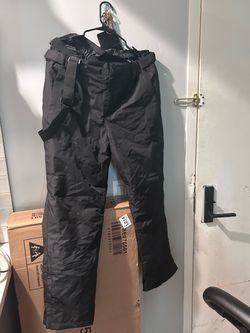 Black Insulated Snow Pants with Suspenders