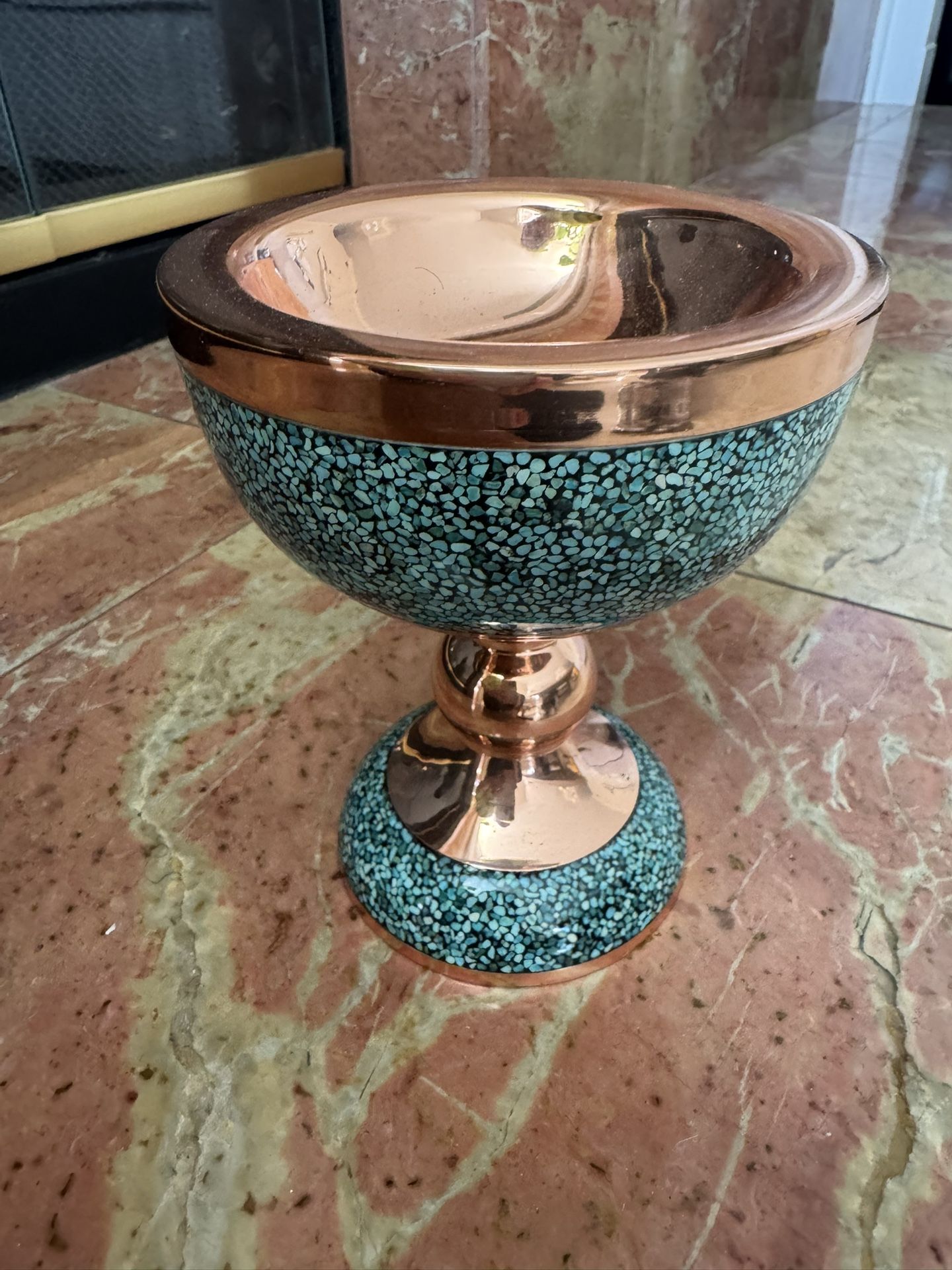 Turquoise Inlaid Copper Bowl