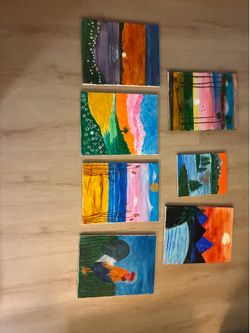 Set of 7 Original Acrylic Landscape Paintings