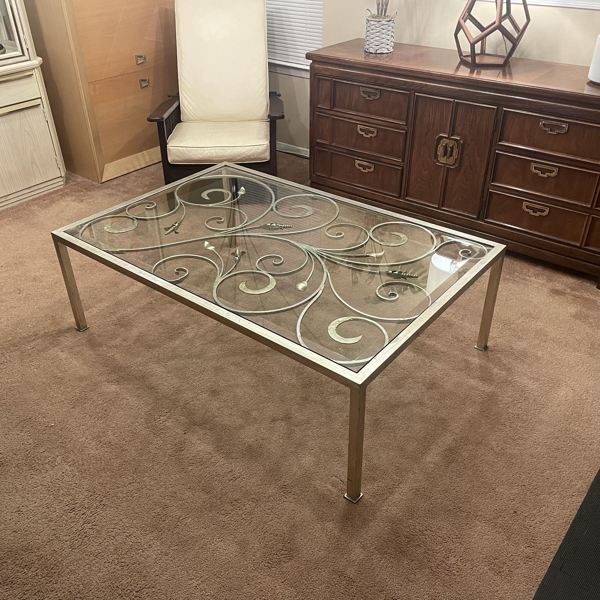 Vintage LaBarge Metal & Glass Coffee Table β Rare Italian Design