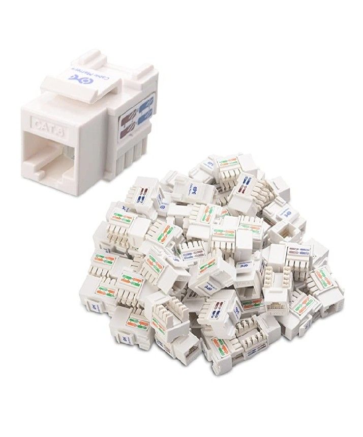 RJ45 Cat6 Connector, White Pack of 50