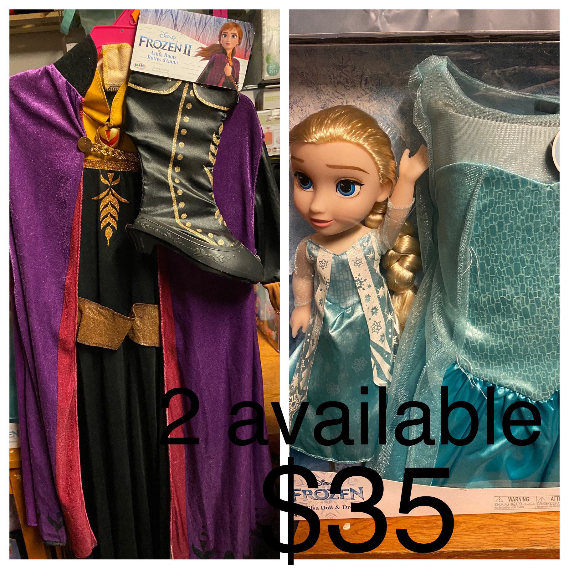 Disney Elsa doll And Gown With Anna Boots And Gown Set