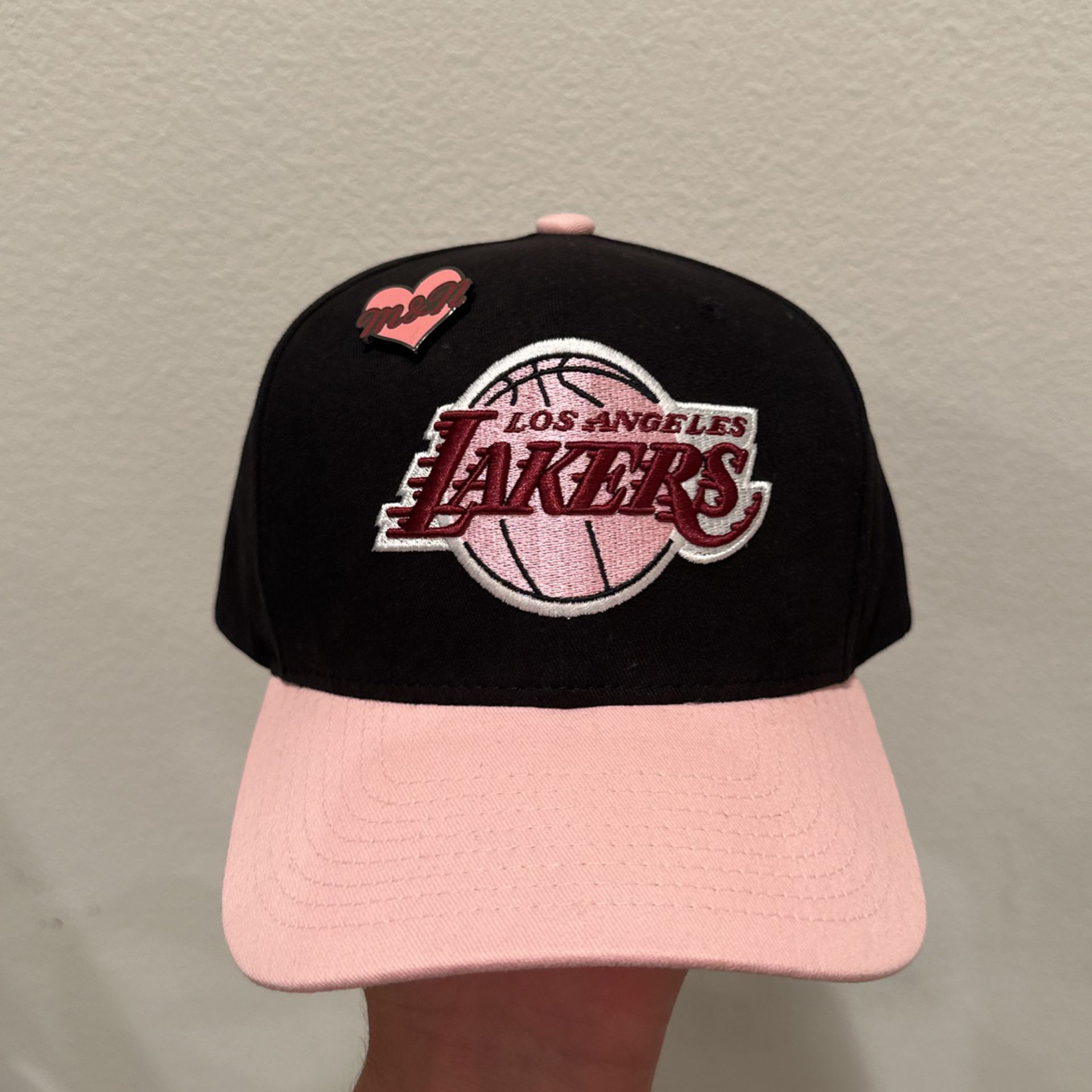 Mitchell And Ness Pink Valentines Day LA Los Angeles lakers SnapBack Hat - NBA Basketball Kobe Bryant Lebron James New Era 47 Brand 