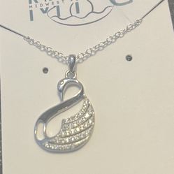Swan Sterling Silver W Sterling Chain And Cubic Zirconia Accents. New. Pu Bridgewater 