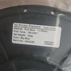 3D Printer Filament- PLA GLOW - COLOR: BLUE-GREEN