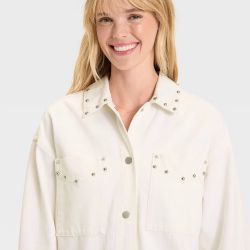 Universal Thread White Studded Denim Chore Jacket
