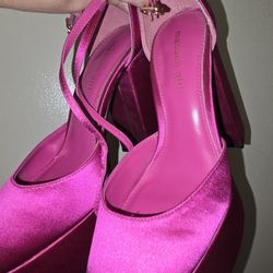 Madden Girl Pink Satin Platform Heels
