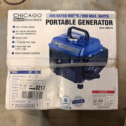 Chicago Electric 66619 Portable Generator 800W 900W Max 2HP New Sealed