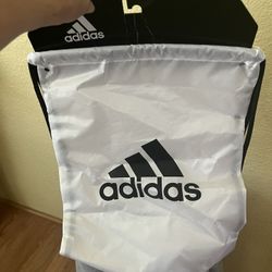 Adidas 3 Stripe Logo White Drawstring Gym Sack Backpack 
