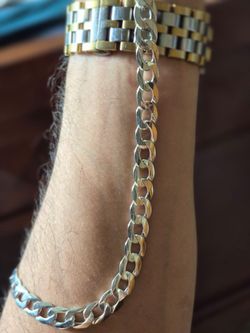 Miami cuban curb link sterling Silver chain with box lock clasp 24 inches