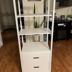 White Book Case With 2 Drawers, Condition Like New
