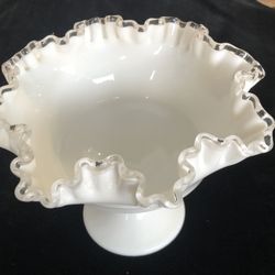 White Footed And Fluted Serving Bowl