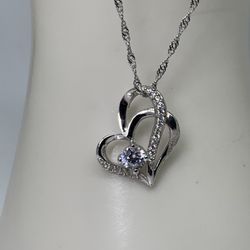 S925 Sterling Silver Interlocking Love Heart Pendant Necklace for Women Item display length 16.7 inches Material Cubic Zirconia, Sterling Silver Meta