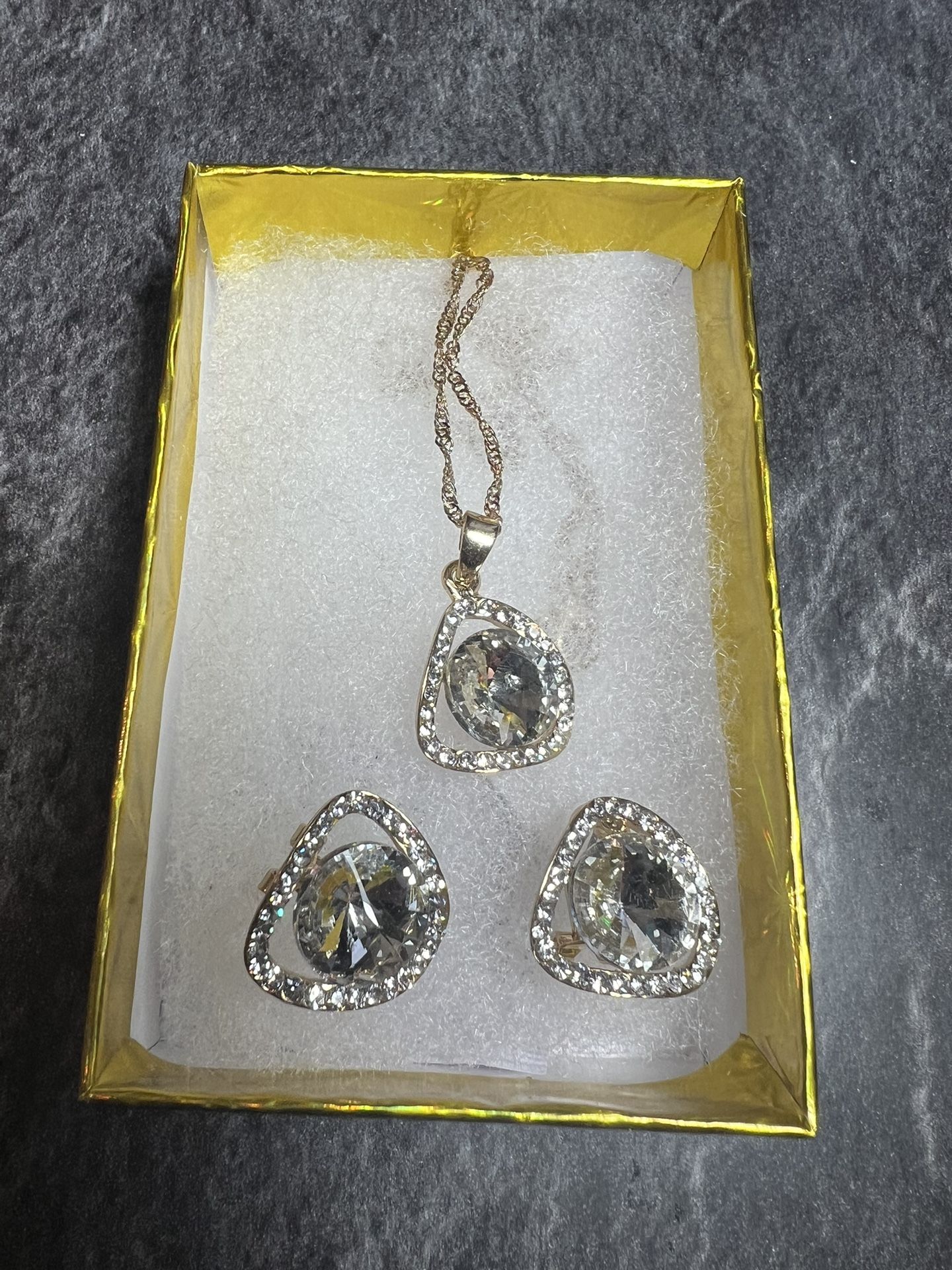 Cubic Zirconia Necklace / Earrings Set