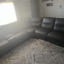 Sectional Couch Leather Gray 6pc