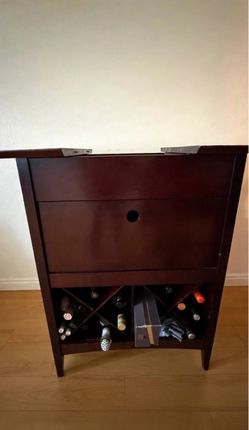 Dark Wood Bar Cabinet with Wine Rack