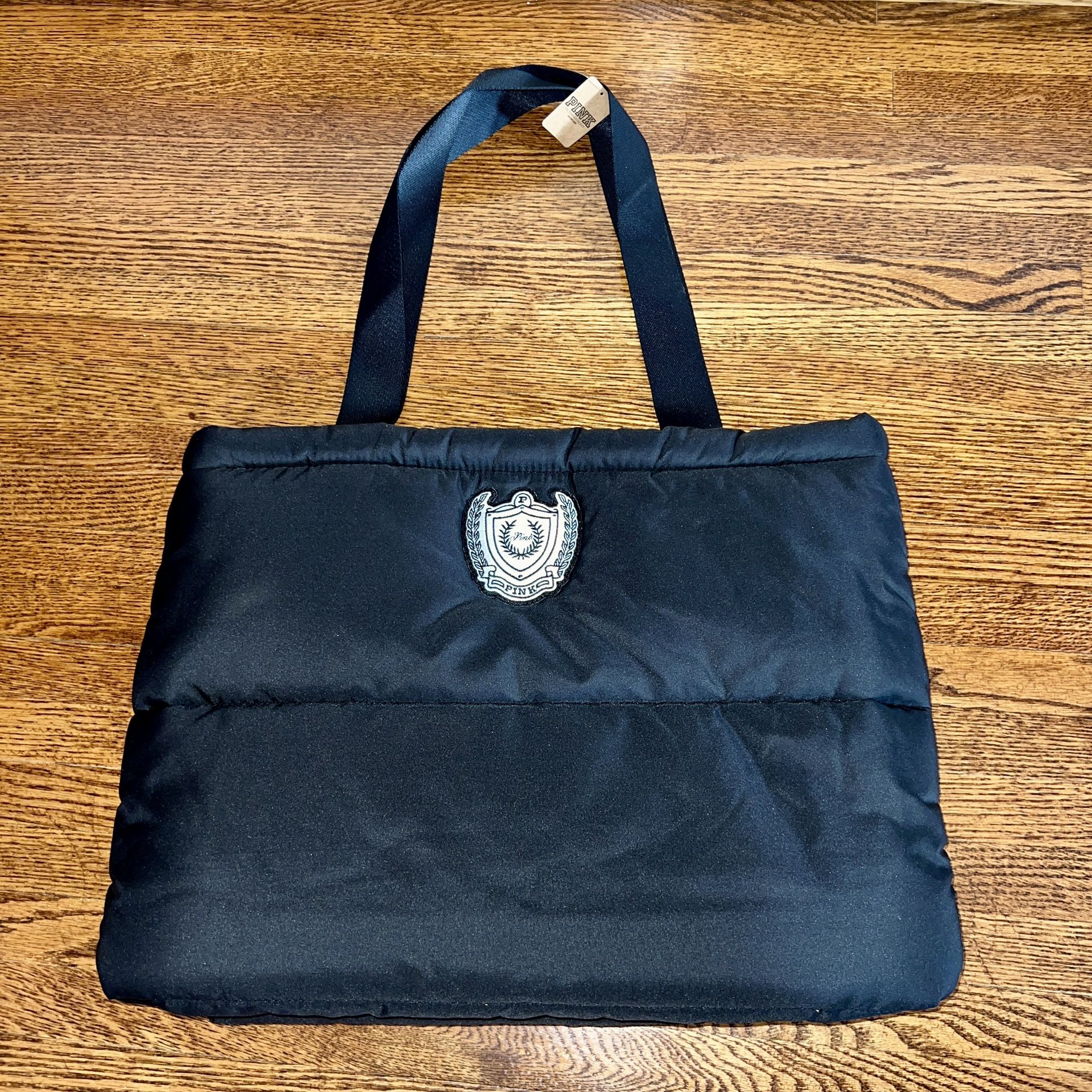Victoria’s Secret PINK Black Puffer Tote Bag Large NWT