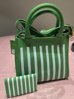 Kate Spade New York X Target Green & White Striped Knit Crossbody Bag