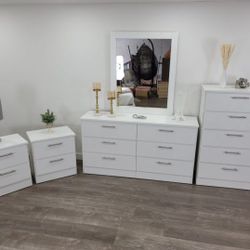 Dresser Whit Mirror , Chest And 2 Nightstands - Cómoda Con Espejo , Gavetero Y 2 Mesitas De Noche 