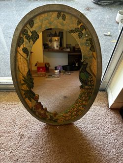 Oval Mosaic Peacock Wall Mirror