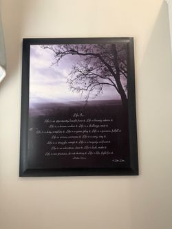 Framed Mother Teresa 'Life Is...' Quote Picture.  19W x 23H