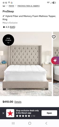 4" Hybrid Fiber and Memory Foam Mattress Topper, King