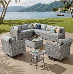 Patio furniture set with swivel chairs