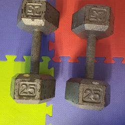 Two 25 Lbs Cast Iron Dumbells 