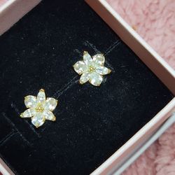 Pandora 14K Gold Plated Herbarium Stud Flower Earrings