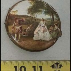 Beautiful Vintage German Compact Makeup Mirror Renaissance.  READ BELOW