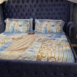 Free Delivery Blue Velvet Complete Bedroom Set Selling All Together only $2000 cash