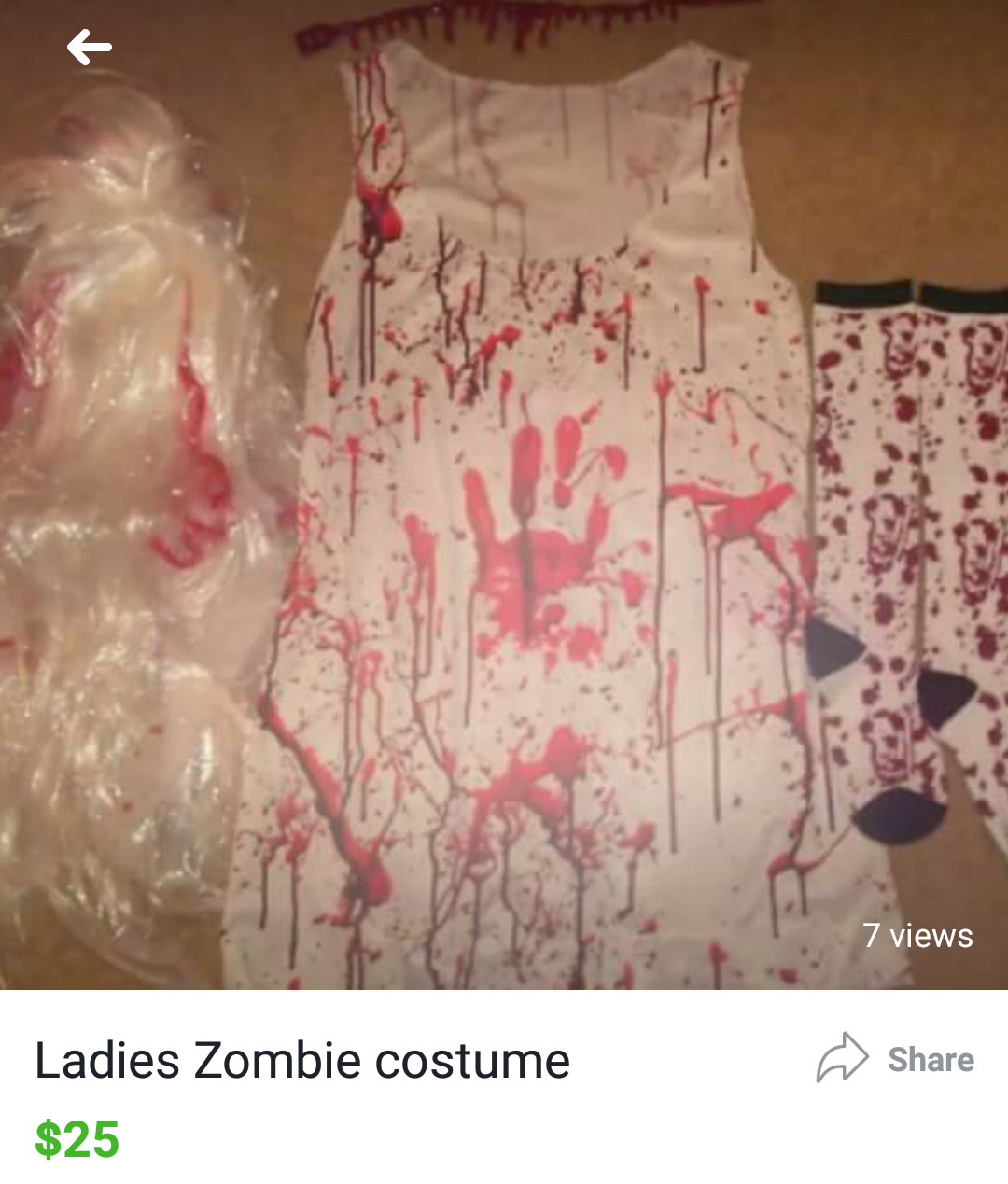 zombie costume size small/med