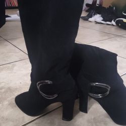 Over the Knee Black High Heel Boots size 5.5