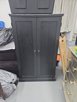 Black Wood Double Door Storage Cabinet